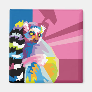 Aimant Pop coloré Art Lemur Portrait