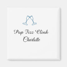 Pop fizz clic bouteille de champagne bleue nouvel