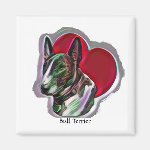Aimant PopArt blanc tête d'oeuf Taureau Terrier Graphique