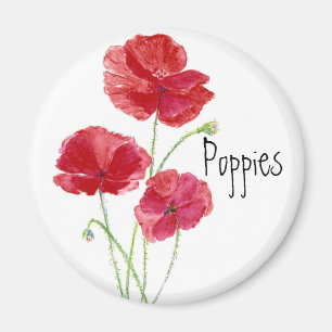 Aimant Poppies rouges - Aquarelle