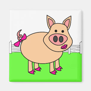 Aimant Porc mignon de bande dessinée