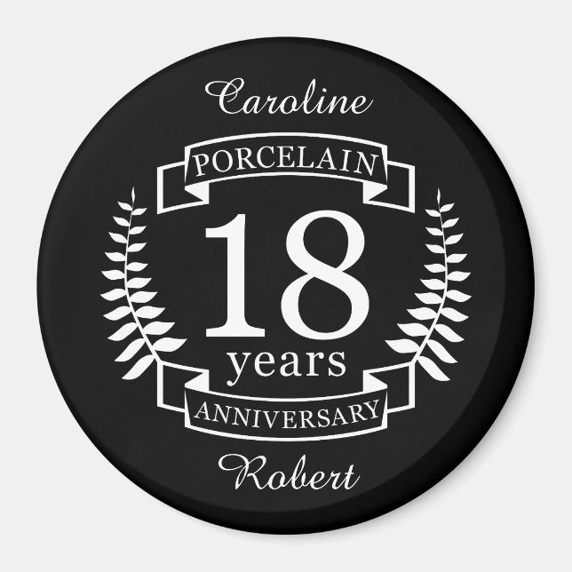 Aimant Porcelaine traditionnelle mariage anniversaire 18  (Devant)