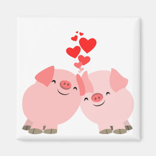 Aimant Porcs mignons de bande dessinée dans l'aimant