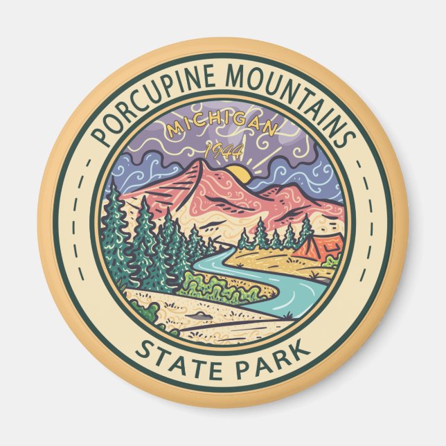 Aimant Porcupine Mountains State Park Michigan Badge (Devant)