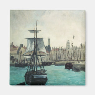 Aimant Port de Calais par Manet, Art Impressionniste Vint