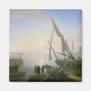 Aimant Port maritime avec le coucher du soleil