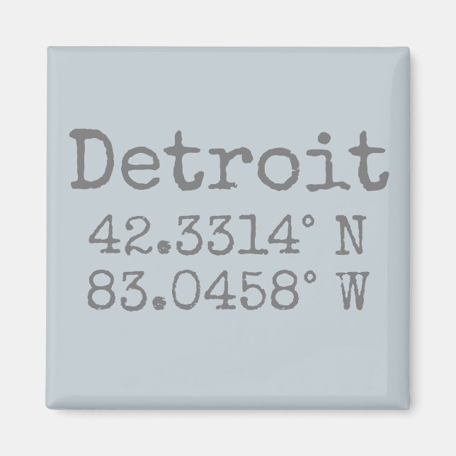 Aimant Porte - clé de longitude Latitude de Detroit Michi (Devant)