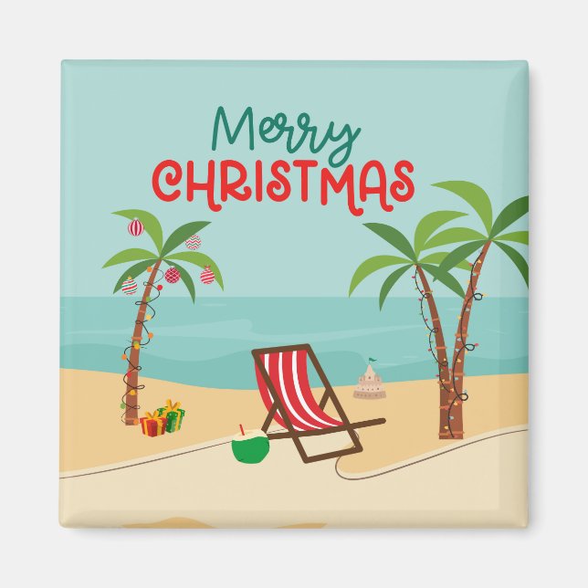 Aimant Porte de croisière de Noël de plage (Devant)