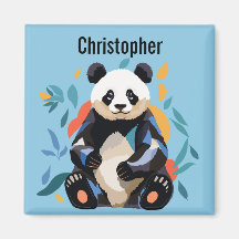 Porte de panda assise colorée Nom personnalisé Ble