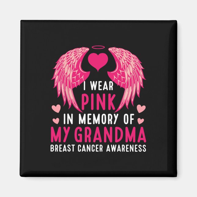 Aimant Portez Le Rose En Mémoire De Mon Grand-Mère Cancer (Devant)