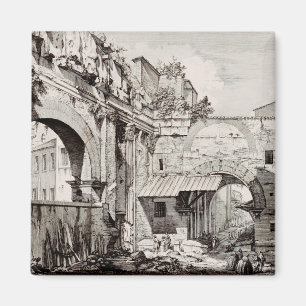 Aimant Portique d'Octavie Rome Art en Noir et Blanc