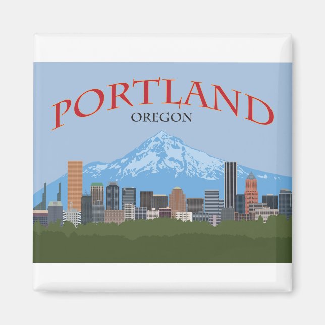 Aimant Portland OU le centre-ville skyline avec Mt Hood (Devant)