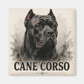 Aimant Portrait de Cane Corso, Chien Gardien Puissant