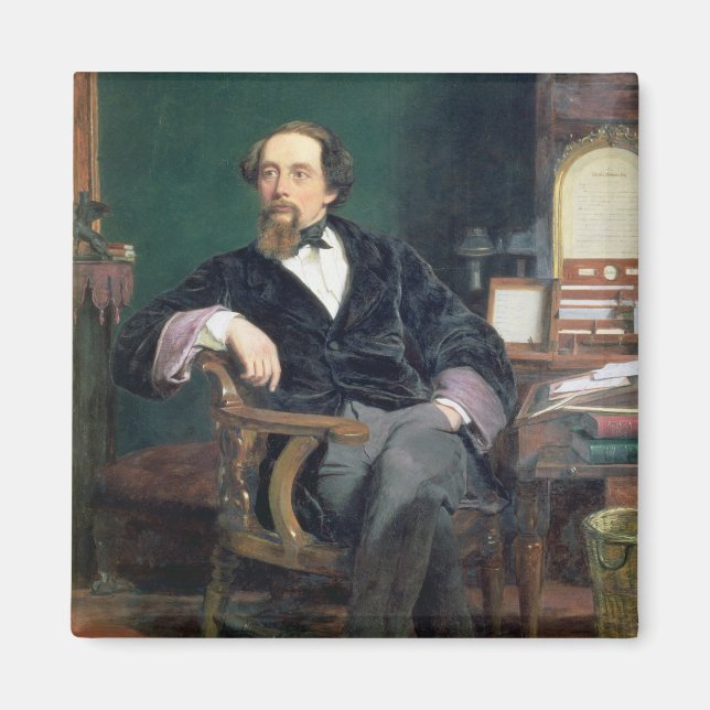 Aimant Portrait de Charles Dickens (huile sur toile) (Devant)