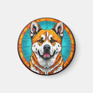 Aimant Portrait de chien avec Arrière - plan inspiré par