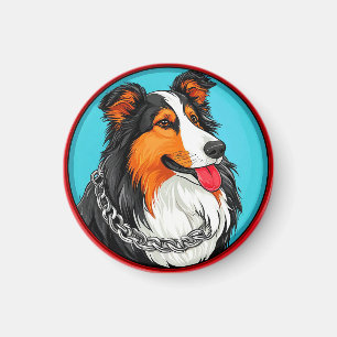 Aimant Portrait de chien dans un style artistique orné