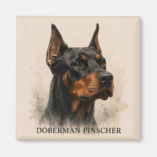 Aimant Portrait de chien de garde Doberman Pinscher