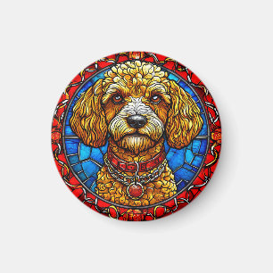 Aimant Portrait de chien en verre coloré