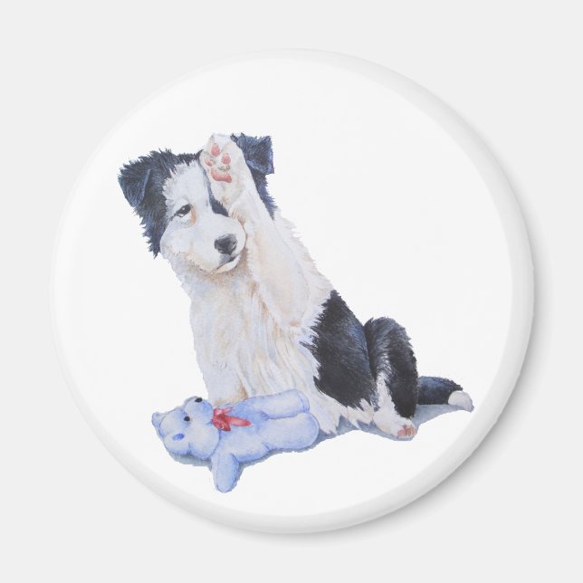 Aimant portrait de chien peinture de joli bordé collie ch (Devant)