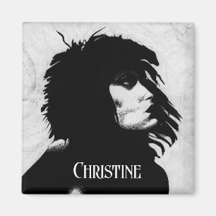 Aimant Portrait de Déesse Gothique Original en Noir et Bl