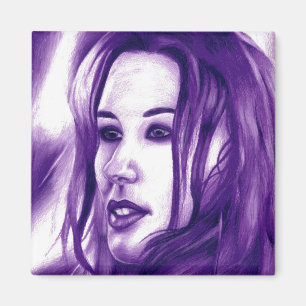 Aimant Portrait de femme violette Original Art