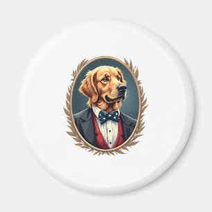 Aimant Portrait de Golden Retriever patriotique Vintage T