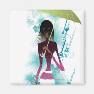 Aimant Portrait de jeune femme tenant la bourse et le