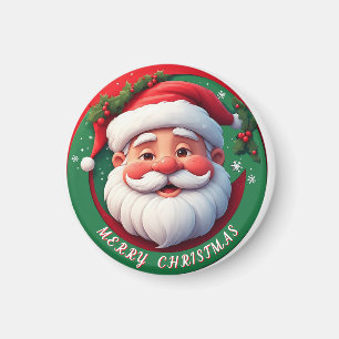 Aimant Portrait de Père Noël de dessin animé joyeux