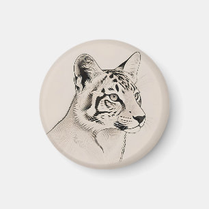 Aimant Portrait détaillé du Lynx en ligne art