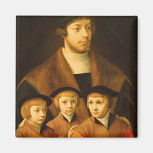 Aimant Portrait d'un homme et de ses trois fils