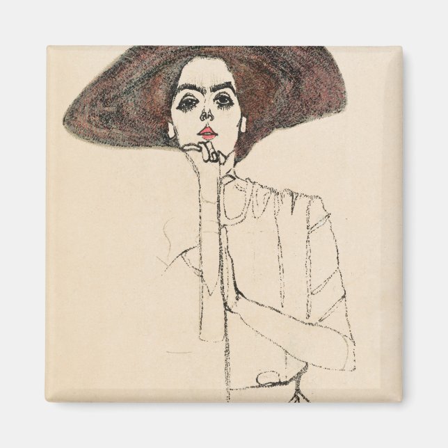 Aimant Portrait d'une femme (1910) par Egon Schiele. (Devant)