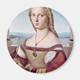 Aimant Portrait d'une jeune femme avec une licorne