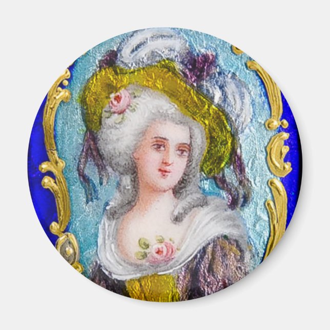 AIMANT PORTRAIT ÉLÉGANT ROCOCO LADY AVEC ROSES ROSES ROSE (Devant)