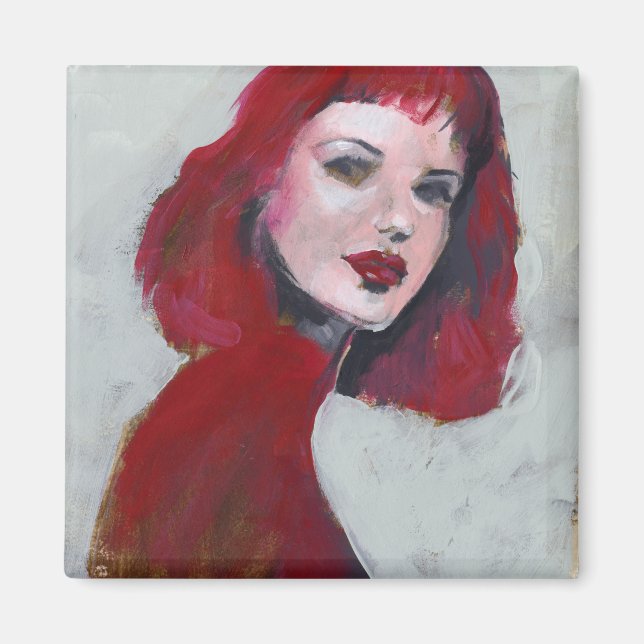 Aimant Portrait Fem - Rouge (Devant)