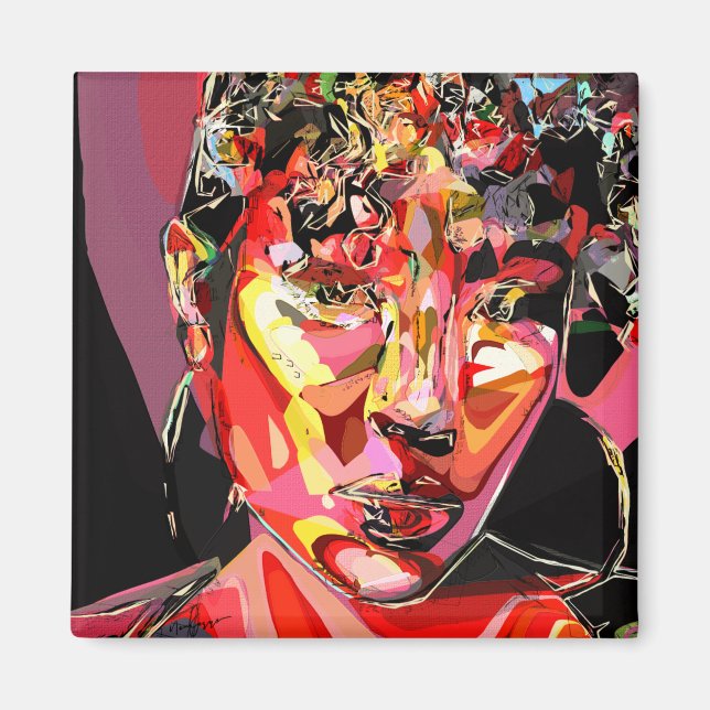 Aimant Portrait féminin Abstrait original (Devant)