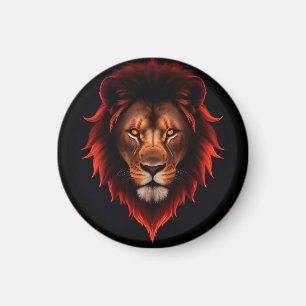 Aimant Portrait majestueux d'un lion de feu aux yeux bril
