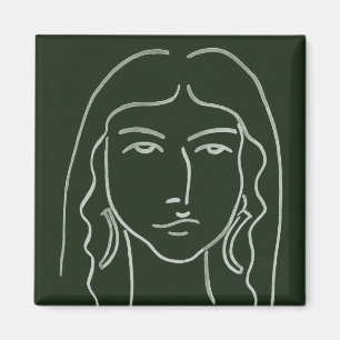 Aimant Portrait malachite avec cheveux longs