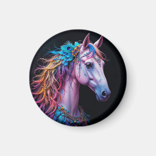 Aimant Portrait stylisé d'un cheval à la crinière fluide