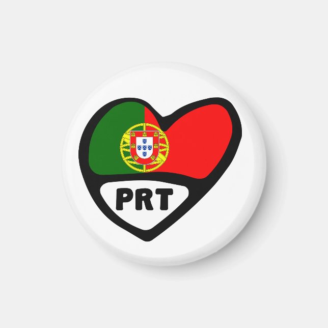 Aimant Portugal Code Pays Coeur Drapeau, PRT (Devant)