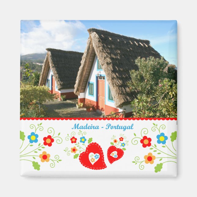 Aimant Portugal en photos - L'île de Madère maison typiqu (Devant)