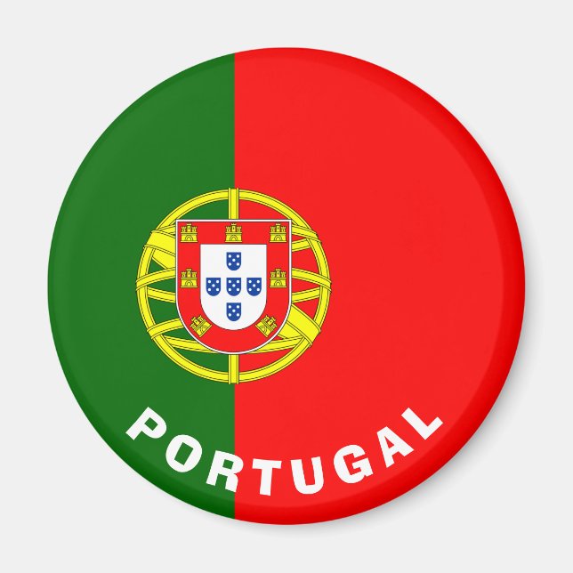 Aimant Portugal Inscription Drapeau d'armoiries Vert Roug (Devant)