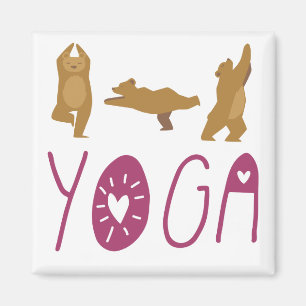 Aimant Poses de Yoga de l'ours drôle