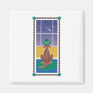 Aimant Poseur de WagsToWishes_Irish souhaitant sur une