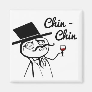Aimant Posh Man With Top Hat Wine Toast Chin Chin