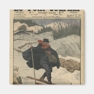 Aimant Poste alpine utilisant le ski