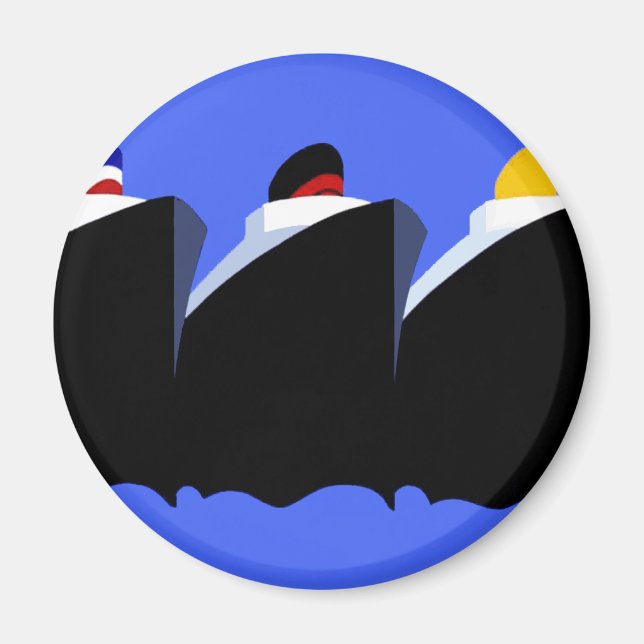 Aimant Poster Art Déco des paquebots de croisière vintage (Devant)