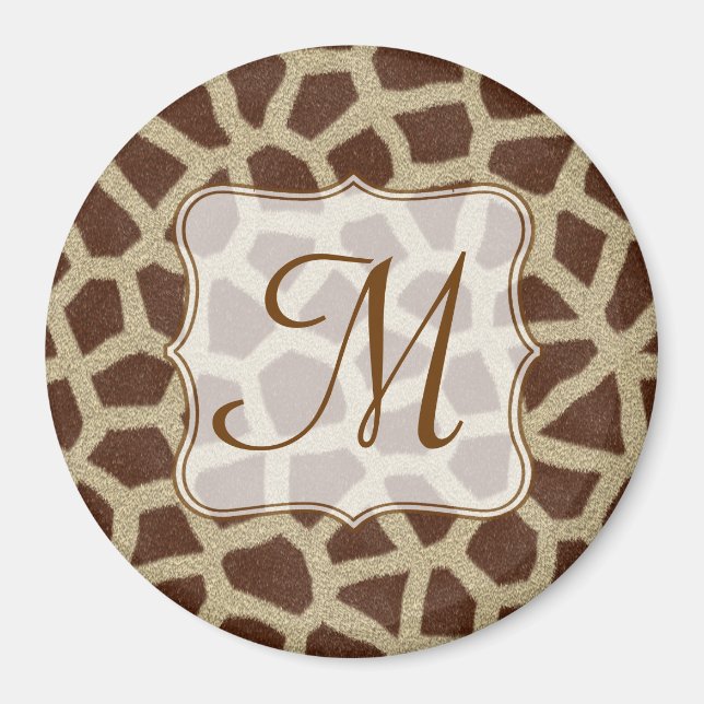 Aimant Poster de animal de girafe Monogramme initial magn (Devant)