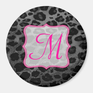 Aimant Poster de animal de guépard Monogramme initial