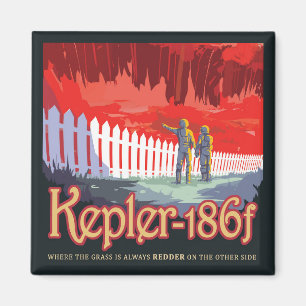 Aimant Poster De L'Espace Rétro De Kepler-186f.