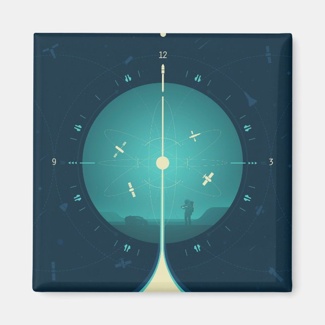 Aimant Poster de l'horloge atomique Deep Space, version b (Devant)